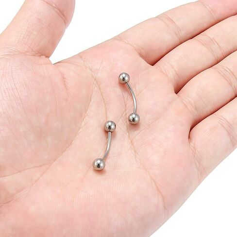 SCERRING 2-8PCS 16G G23 Titanium Curved Eyebrow Barbell Tragus Helix Ear Belly Lip Nipple Tongue Ring Body Piercing Jewelry 6-16mm in Kuwait