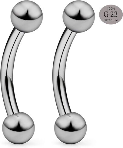 SCERRING 2-8PCS 16G G23 Titanium Curved Eyebrow Barbell Tragus Helix Ear Belly Lip Nipple Tongue Ring Body Piercing Jewelry 6-16mm in Kuwait