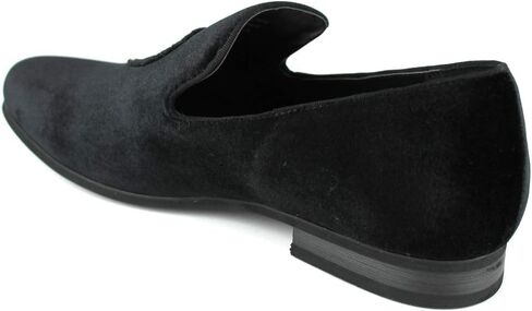 ÃZARMAN Men's Velvet Slip On Black & White Sequin Heart Embroidered Dress Loafers in Saudi Arabia