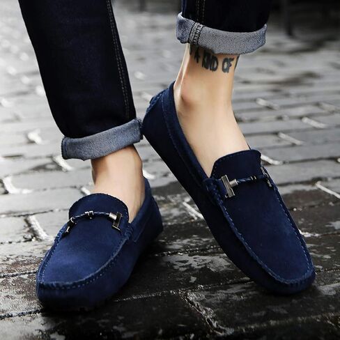 Santimon Mens Driving Penny Loafers Suede Moccasins Slip On Casual Dress Boat Shoes in Kuwait