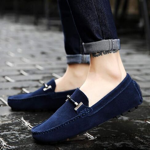 Santimon Mens Driving Penny Loafers Suede Moccasins Slip On Casual Dress Boat Shoes in Kuwait