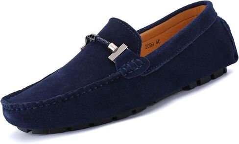 Santimon Mens Driving Penny Loafers Suede Moccasins Slip On Casual Dress Boat Shoes in Kuwait