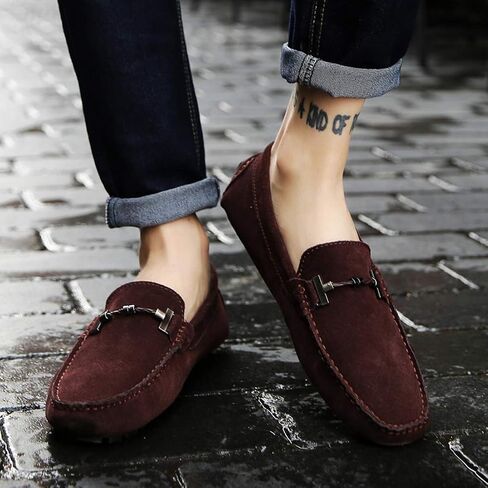 Santimon Mens Driving Penny Loafers Suede Moccasins Slip On Casual Dress Boat Shoes in Kuwait