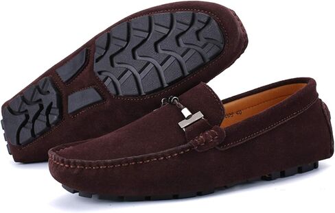 Santimon Mens Driving Penny Loafers Suede Moccasins Slip On Casual Dress Boat Shoes in Kuwait