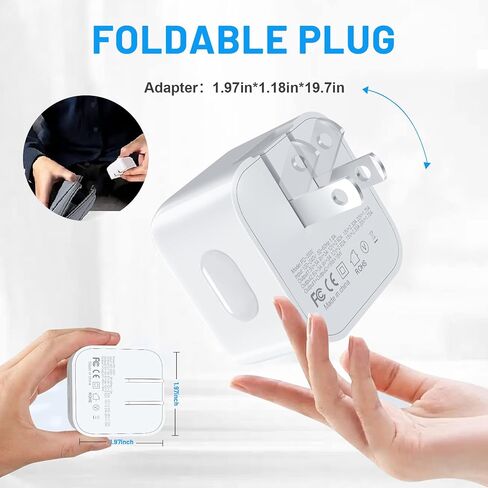 35W Dual USB-C Port - Compact Power Adapter Foldable USB Type C Plug Fast Wall Charger with 2Pcs 5FT C to L, C to C Charging Cord for iPhone 14 13 12 11 Pro Max Plus Mini, iPad, MacBook Air in Saudi Arabia