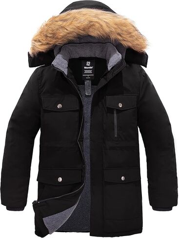 wantdo Men's Thicken Winter Coat Warm Parka Jacket Puffer Jacket with Fur Hood in Saudi Arabia
