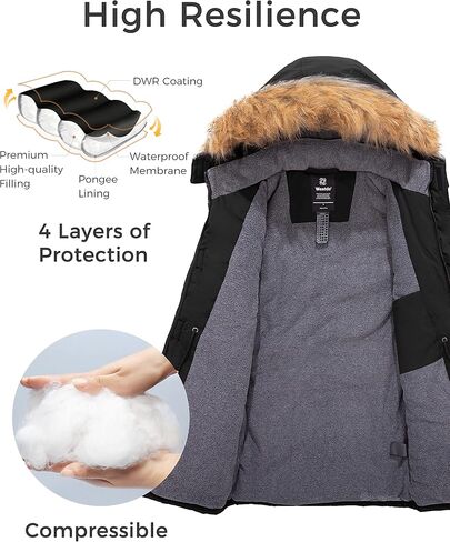 wantdo Men's Thicken Winter Coat Warm Parka Jacket Puffer Jacket with Fur Hood in Saudi Arabia