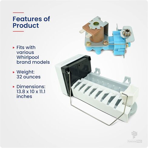 ForeverPRO 1129316 Icemaker Kit Square Plug for Whirlpool Refrigerator 2155184 1108106 1108154 1114209 in Saudi Arabia
