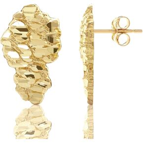 LoveBling 10K Yellow Gold Nugget Earrings (0.77" x 0.46") in Kuwait