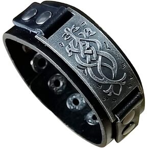 سوار TURTLEDOVE Dara Celtic Knot - سوار فايكنغ مع الطوطم العتيق - سوار جلدي معدني قابل للتعديل in Kuwait