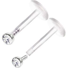 2PCS Clear Acrylic Push In Monroe Labret 16g 5/16 8mm 2mm Crystal Helix Earrings Spider Bite Piercing Jewelry See More Colors in Kuwait