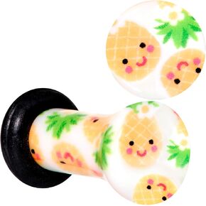 Body Candy 2Pc Ear Plugs White Acrylic Pretty Pineapple Single Flare Ear Plug Gauges Set of 2 in Saudi Arabia