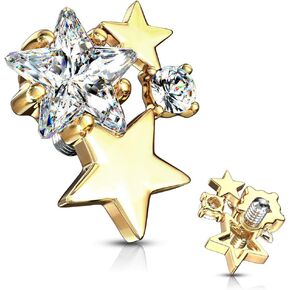 مجوهرات Covet CZ Cluster Stars مترابطة داخليًا 14GA Dermal Anchor Top in Kuwait