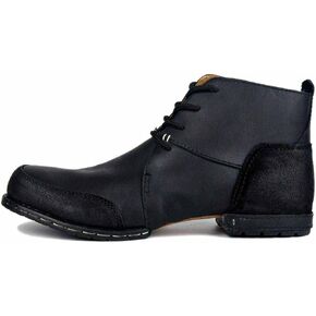 AINIJIA&HOLO Men's Retro Genuine Leather Lace Up Chukka Boots,Moto Ankle boots Western Cowboy Boots in Kuwait