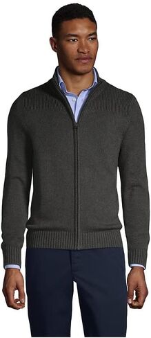 Lands' End School Uniform Men's Cotton Modal Zip Front Cardigan Sweater in Saudi Arabia