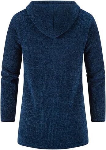 Jegsnoe Autumn Winter Men Thick Fleece Long Cardigan Sweater Men's Hooded Cardigan Sweater in Saudi Arabia