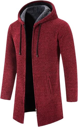 Jegsnoe Autumn Winter Men Thick Fleece Long Cardigan Sweater Men's Hooded Cardigan Sweater in Saudi Arabia