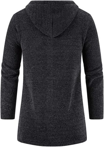 Jegsnoe Autumn Winter Men Thick Fleece Long Cardigan Sweater Men's Hooded Cardigan Sweater in Saudi Arabia