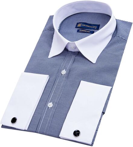 Men's Smart Casual 1920's Peaky Club White Collar Dress Shirt with Bar Poplin Pin in Saudi Arabia