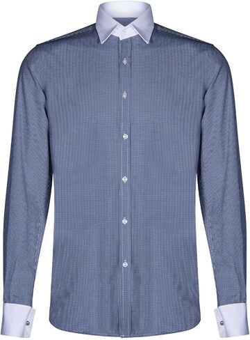 Men's Smart Casual 1920's Peaky Club White Collar Dress Shirt with Bar Poplin Pin in Saudi Arabia