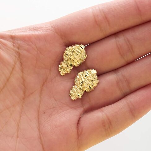 LoveBling 10K Yellow Gold Nugget Earrings (0.77" x 0.46") in Kuwait