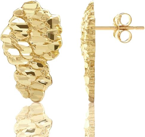 LoveBling 10K Yellow Gold Nugget Earrings (0.77" x 0.46") in Kuwait