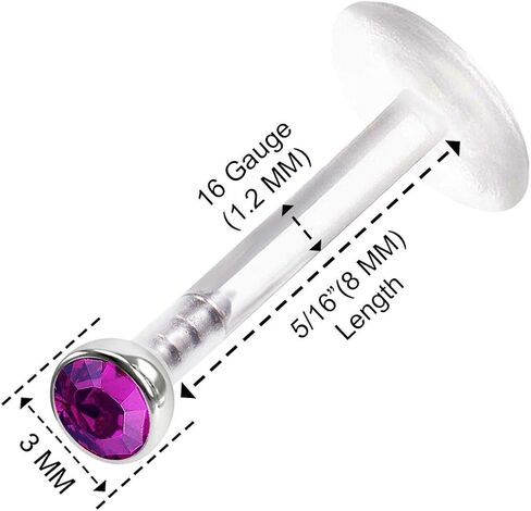 2 قطعة الاكريليك واضحة دفع في مونرو Labret 16 جرام 5/16 8 مللي متر 2 مللي متر كريستال اللولب أقراط العنكبوت دغة ثقب المجوهرات رؤية المزيد من الألوان in Kuwait