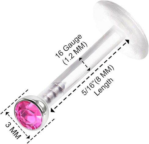 2 قطعة الاكريليك واضحة دفع في مونرو Labret 16 جرام 5/16 8 مللي متر 2 مللي متر كريستال اللولب أقراط العنكبوت دغة ثقب المجوهرات رؤية المزيد من الألوان in Kuwait