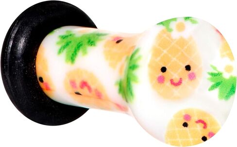 Body Candy 2Pc Ear Plugs White Acrylic Pretty Pineapple Single Flare Ear Plug Gauges Set of 2 in Saudi Arabia