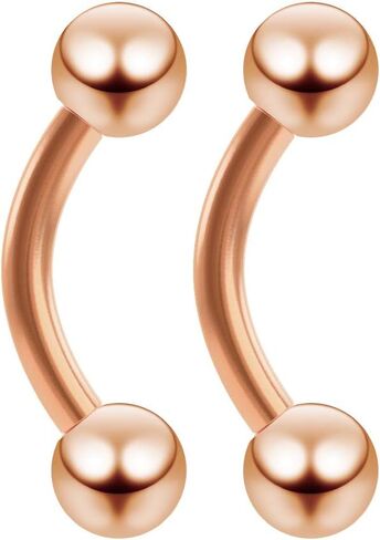 2 قطعة 16 جرام منحني الحديد ارتفع الذهب الحاجب العمودي Labret الغضروف أقراط الشفاه خواتم Daith Rook 6 مللي متر in Saudi Arabia