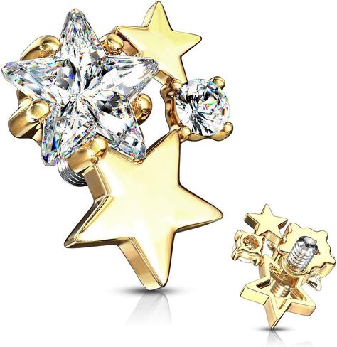 مجوهرات Covet CZ Cluster Stars مترابطة داخليًا 14GA Dermal Anchor Top in Kuwait