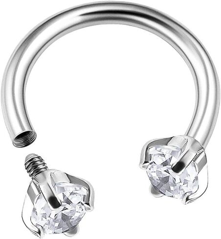 Surgical Steel Internally Threaded Horseshoe Hoop 16 gauge 5/16 8mm 3mm CZ Lobe Earrings Helix Piercing Jewelry Choose Colors in Kuwait