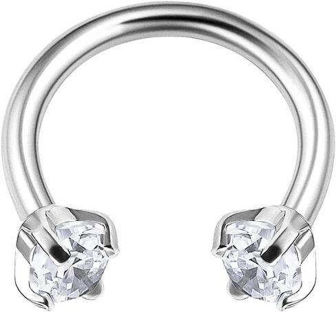 Surgical Steel Internally Threaded Horseshoe Hoop 16 gauge 5/16 8mm 3mm CZ Lobe Earrings Helix Piercing Jewelry Choose Colors in Kuwait