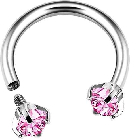 Surgical Steel Internally Threaded Horseshoe Hoop 16 gauge 5/16 8mm 3mm CZ Lobe Earrings Helix Piercing Jewelry Choose Colors in Kuwait