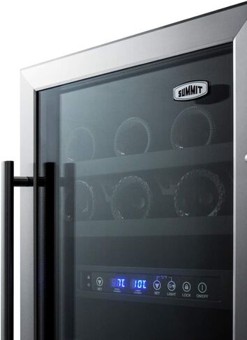 Summit SWC182Z 18"" Wine Cellar with 28 Bottle Capacity Digital Thermostat LED Lighting Professional Handle in Stainless Steel in Kuwait