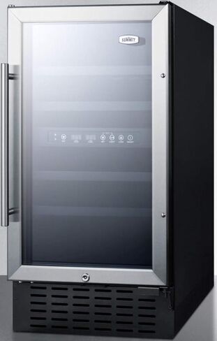Summit SWC182Z 18"" Wine Cellar with 28 Bottle Capacity Digital Thermostat LED Lighting Professional Handle in Stainless Steel in Kuwait
