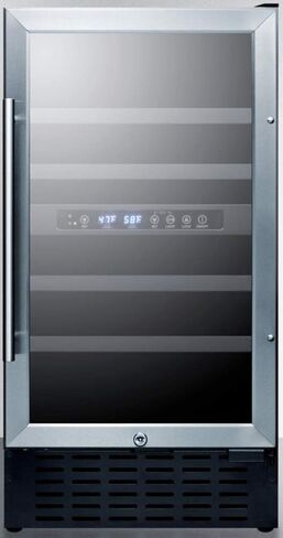 Summit SWC182Z 18"" Wine Cellar with 28 Bottle Capacity Digital Thermostat LED Lighting Professional Handle in Stainless Steel in Kuwait