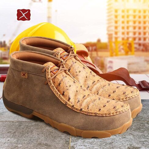 Twisted X Men's Chukka Driving Moc - Driving Moccasin Shoes for Men, Bomber & Tan Ostrich, 10.5 M in Saudi Arabia
