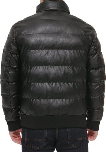Tommy Hilfiger Men's Midweight Quilted Faux Leather Bomber, Black, XX-Large in Saudi Arabia