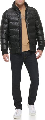 Tommy Hilfiger Men's Midweight Quilted Faux Leather Bomber, Black, XX-Large in Saudi Arabia