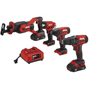 SKIL PWR CORE 20V Brushless 9-Tool Power Tool Combo Kit Including 2 * 2.0Ah Batteries, Charger, and Rolling Tool Box -CB8009B-20