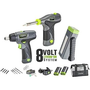 Genesis GLSD08B 8V Lithium-Ion Battery-Powered Quick-Change 2-Speed Cordless Screwdriver with LED Work Light, Battery Pack, Charging Stand, 4 Hex-Shank Drill Bits, and 4 Screwdriver Bits in Saudi Arabia