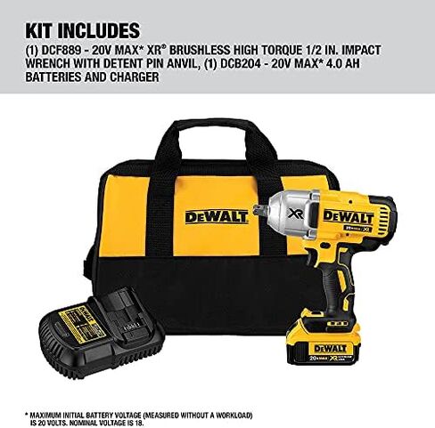 ديوالت طقم مفتاح ربط ماكس اكس ار 20 فولت، بدون فرشاة، عزم دوران عالي، سندان دبوس، 1/2 انش، لاسلكي (DCF899M1) in Kuwait