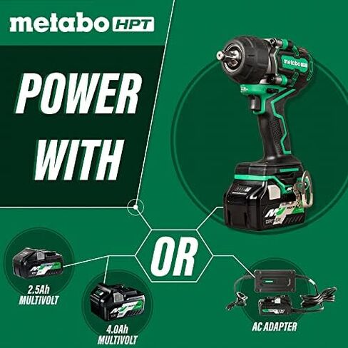 Metabo HPT 36V MultiVolt ½-Inch Mid-Torque Cordless Impact Wrench Kit | 4-Stage Speed Selection | Brushless Motor | IP56 Compliant | Includes (2) 36V 2.5Ah Batteries | WR36DE , Green in Saudi Arabia