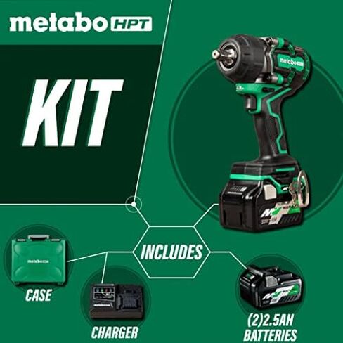 Metabo HPT 36V MultiVolt ½-Inch Mid-Torque Cordless Impact Wrench Kit | 4-Stage Speed Selection | Brushless Motor | IP56 Compliant | Includes (2) 36V 2.5Ah Batteries | WR36DE , Green in Saudi Arabia