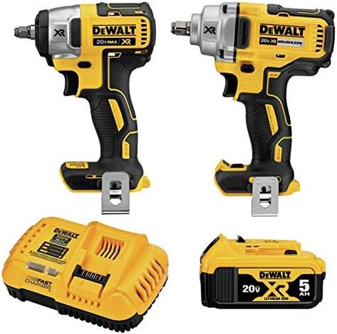 DEWALT 20V MAX* XR Impact Wrench, Cordless Kit, 1/2-Inch Mid-Range and 3/8-Inch Compact, 2-Tool (DCK205P1) in Kuwait
