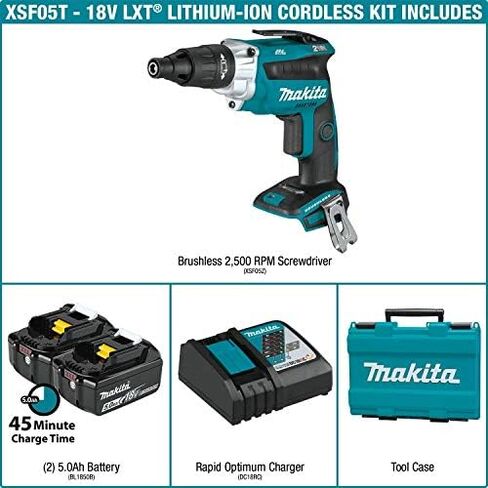 Makita XSF05T 18V LXT Lithium-Ion Brushless Cordless 2, 500 Rpm Screwdriver Kit (5.0Ah) in Saudi Arabia