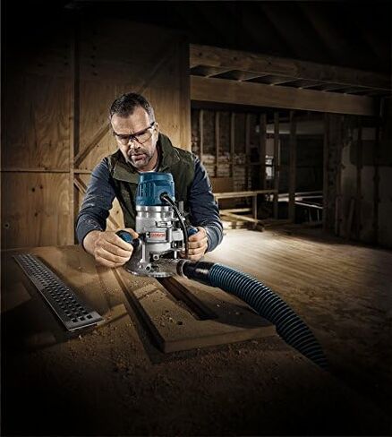 Bosch MRC23EVSK Combination Router - 15 Amp 2.3 Horsepower Corded Variable Speed Combination Plunge & Fixed-Base Router Kit with Hard Case & RA1177AT Three-Piece Dust Extraction Hood Kit in Saudi Arabia