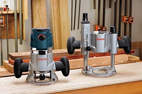 Bosch MRC23EVSK Combination Router - 15 Amp 2.3 Horsepower Corded Variable Speed Combination Plunge & Fixed-Base Router Kit with Hard Case & RA1177AT Three-Piece Dust Extraction Hood Kit in Saudi Arabia