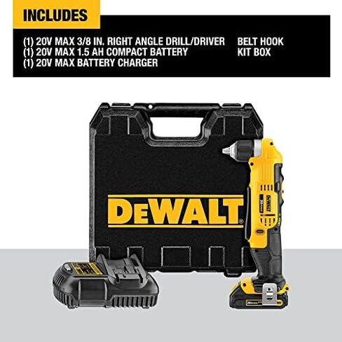 مجموعة أدوات الحفر/المفك اللاسلكي ذات الزاوية اليمنى بحد أقصى 20 فولت من ديوالت (DCD740C1) in Kuwait